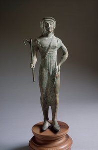 Civilización etrusca: figura de oferente, escultura en bronce, 480 a.C., Dim 27 cm de Isola di Fano, Italia