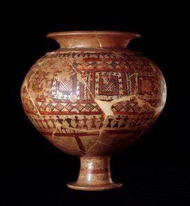 Civilización etrusca: vaso olla de la tumba 3, necrópolis de Buccacce a Bisenzio - siglo VII a.C. de Etruscan