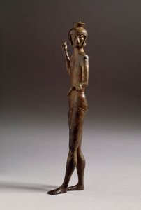 Civilización etrusca: estatuilla de guerrero en bronce