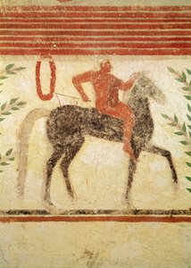 Jinete, lado izquierdo, de la Tumba del Barón, c.500 a.C. (pintura mural)