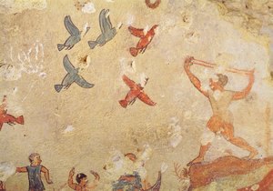 Cazador de aves, de la Tumba de la Caza y la Pesca, c.520-10 a.C. de Etruscan
