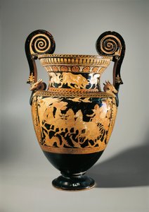 Italia, Lacio, Civita Castellana, Falerii, Crátera de volutas de figuras rojas (jarrón usado para mezclar vino y agua) de Etruscan