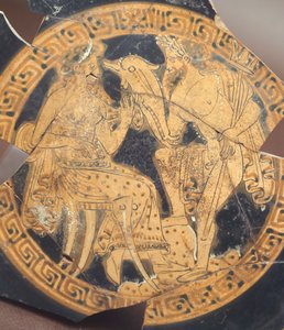 Poseidón y Anfitrite. Cerámica de figuras rojas de Civita Castellana (Lazio). Civilización etrusca, siglo IV a.C. de Etruscan