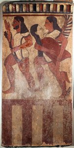 Arte etrusco: Placa de terracota pintada llamada Placa Campana: un arquero, un genio alado con una figura femenina (Cerveteri, Italia, siglo VI a.C.). Museo del Louvre, París
