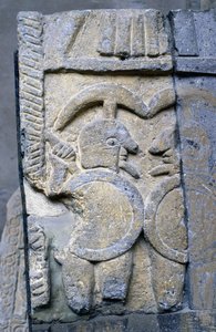 Guerrero etrusco en un sarcófago del Museo Nacional de Tarquinia de Etruscan Etruscan