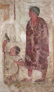 Vel Status y su esclavo (pintura mural) de Etruscan Etruscan