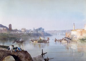 Pescadores en Ripa Grande, por Ettore Roesler Franz de Ettore Roesler Franz