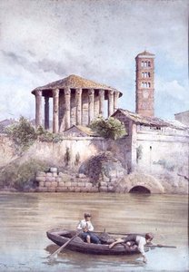 El Templo de Hércules desde el Río Tíber, Roma