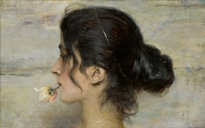 Con la rosa entre los labios, 1895 de Ettore Tito