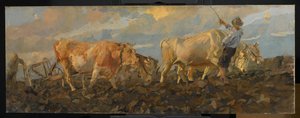 Bueyes arando, 1911 de Ettore Tito
