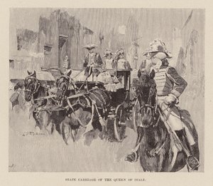 Carruaje de Estado de la Reina de Italia (grabado) de Ettore Tito