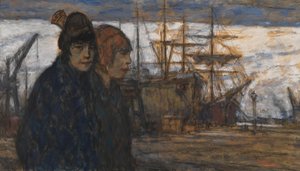 Mujeres en el puerto (óleo sobre lienzo) de Eugeen van Mieghem