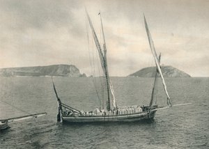 Barco de vela en el puerto de Nápoles, Italia, 1927