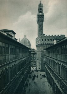 El Palazzo Vecchio desde la Galería Uffizi, Florencia, Italia, 1927 de Eugen Poppel