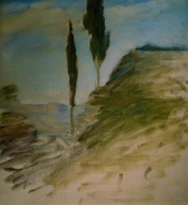 Dos cipreses, Boceto