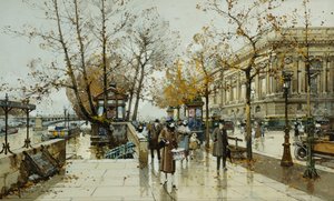 El Quai de Louvre, París de Eugene Galien Laloue