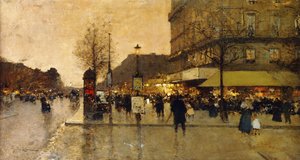 Escena de una calle parisina de Eugene Galien Laloue