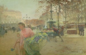Place du Theatre Francais, en París de Eugene Galien Laloue