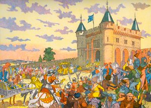 Isabel de Baviera entrando en París en una litera