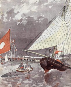 Regatas en Le Havre en 1892, basado en la acuarela del Sr. Courboin
