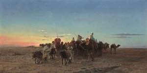 La caravana al atardecer de Eugene Alexis Girardet