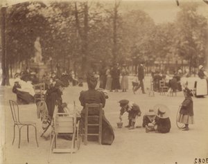 Mujeres y niños en los Jardines de Luxemburgo de Eugène Atget