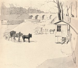 El Pont Marie - Caballos y carros, 1915 de Eugene Bejot