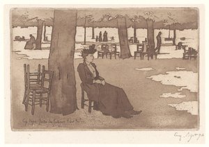 Mujer en el Jardín de las Tullerías en París Jardins des Tuileries Paris (título sobre objeto) de Eugene Bejot