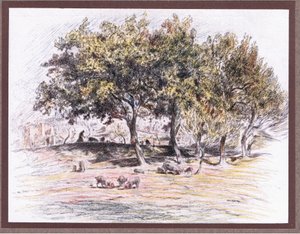Fray Juniper corta el pie de un cerdo para dárselo a un enfermo de Eugene Burnand