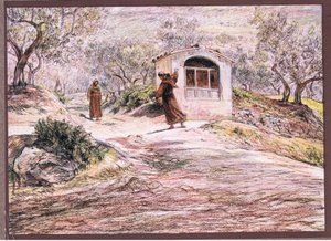 San Francisco hace que Fray Masseo gire muchas veces para encontrar el camino que debe seguir de Eugene Burnand