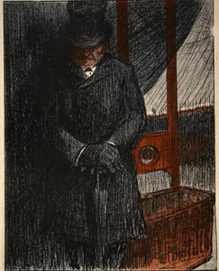 Un enterrador espera a su próxima víctima en la guillotina, ilustración de "L