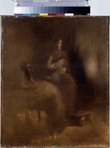 Mujer con un bebé en su regazo. Pintura de Eugene Carriere (1849-1906) de Eugène Carrière