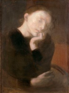 Meditation par Carriere, Eugene (1849-1906), ca 1892 - Óleo sobre lienzo, 65,5x48,7 - Museo de Arte Ohara, Kurashiki de Eugène Carrière