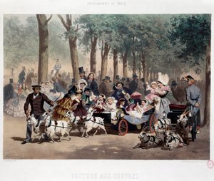 Paseo en coche en el Jardín de las Tullerías en París en el siglo XIX de Eugene Charles Francois Guerard