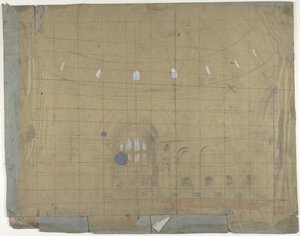 Diseño para un escenario en la Ópera, París: Interior de la iglesia, 1830-90 de Eugene Ciceri