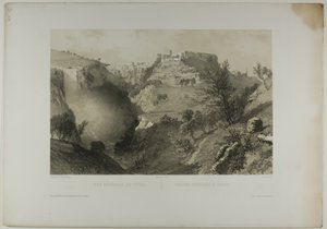 Vista general de Tívoli, lámina diecisiete de Italie Monumentale et Pittoresque de Eugene Ciceri