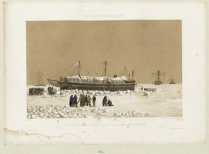 La batería flotante Tonnante en el hielo cerca de Kinburn, 1856 de Eugene Ciceri