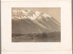 Vista de Chamonix al pie del Mont Blanc Le Mont Blanc et Chamonix (título sobre objeto) La Suisse et la Savoie (título de la serie) Rostros en Suiza y Saboya (título de la serie sobre el objeto) de Eugene Ciceri