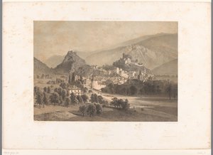 Vista de Sion en el valle del Ródano Zion (título sobre el objeto) Rostros en Suiza, Saboya y Tirol (título de la serie) La Suisse, la Savoie et le Tyrol (título de la serie sobre el objeto) de Eugene Ciceri