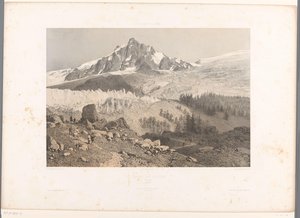 Vista del glaciar Bossons en el valle de Chamonix Glacier des Bossons, Chamonix (título sobre el objeto) Rostros en Suiza y Saboya (título de la serie) La Suisse et la Savoie (título de la serie sobre el objeto) de Eugene Ciceri