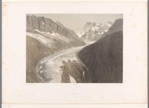 Vista del glaciar Mer-de-Glace en Chamonix La Mer de Glace, Chamonix (título sobre el objeto) Rostros en Suiza y Saboya (título de la serie) La Suisse et la Savoie (título de la serie sobre el objeto) de Eugene Ciceri