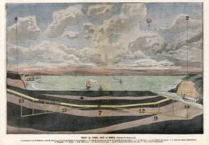 Proyecto de túnel bajo el Canal de la Mancha entre Dover y Sangatte de Eugene Damblans