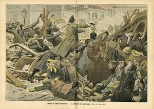 Ilustración de Eugene Damblans en Le Pelerin, 05/02/05 - La revuelta en San Petersburgo. La lucha en las barricadas de Eugene Damblans