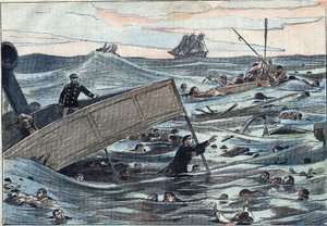 Hundimiento del barco “Burgundy”, hundido por un velero inglés. de Eugene Damblans