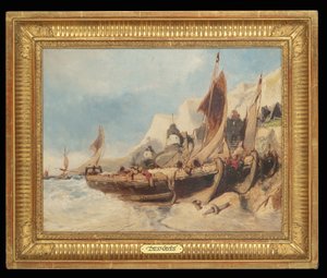 Barcos de pesca en la playa, Bretaña