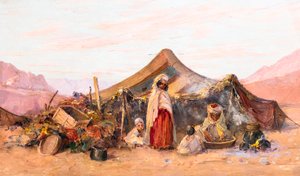 Campamento nómada en el sur de Argelia (óleo sobre madera)