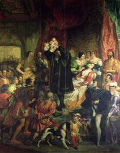 El nacimiento de Enrique IV (1553-1610) en el castillo de Pau, 13 de diciembre de 1553, 1827 de Eugene Deveria