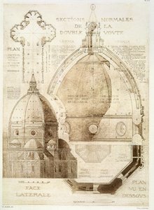 Plano, sección y elevación de la Catedral de Florencia, de 