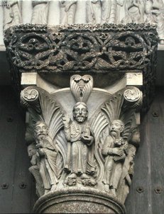 Capitel de columna con Cristo bendiciendo del portal oeste de la fachada, 1840-61 de Eugene Emmanuel Viollet le Duc