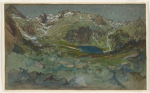 Vista del lago d’Espingo y el circo d’Espingo en los Pirineos de Eugene Emmanuel Viollet le Duc